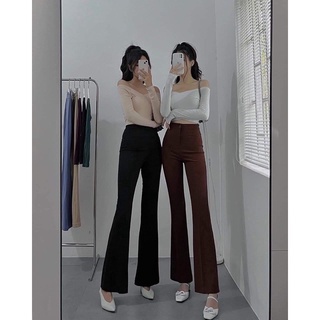 Quần Loe Vải 1 Khuy 2 Màu Nâu - Đen