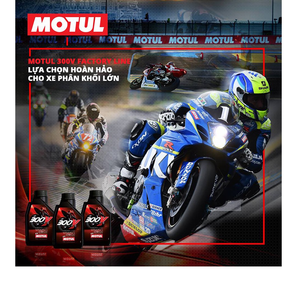 1,1L Nhớt Motul 300V 10W40 Tem 3 Lớp Cao Cấp Cho Exciter, Winner, Sonic, ...