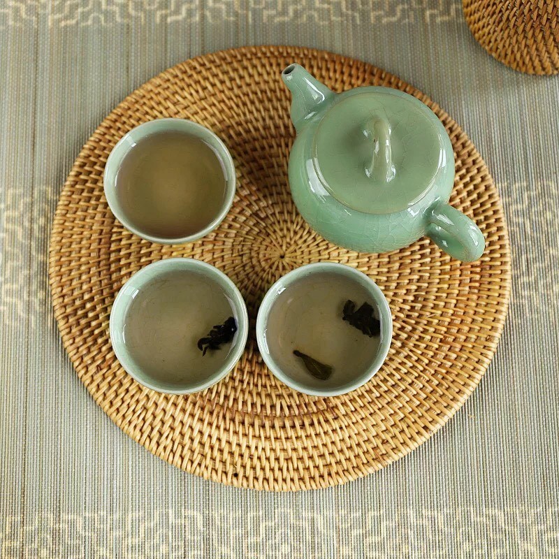 Bộ Lót Ly, Lót Cốc Chén VỪNG DECOR Bộ Này Có Hộp Đựng, Chất Liệu Mây Tự Nhiên- Hàng VNXK