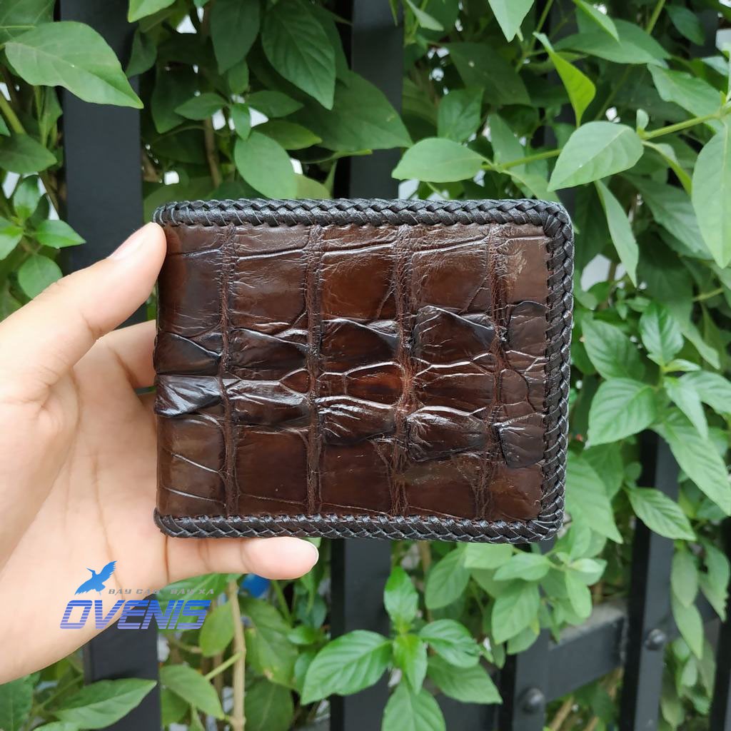Ví Nam Da Cá Sấu.  Đan Viền Thủ Công Chắc Chắn!
