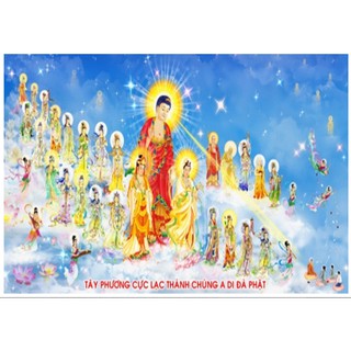 Tranh Thêu Chữ Thập 3D Tây Phương Cực Lạc Thánh Chúng A Di Đà Phật LP5060 (KHÁCH TỰ THÊU) KT:113X63CM