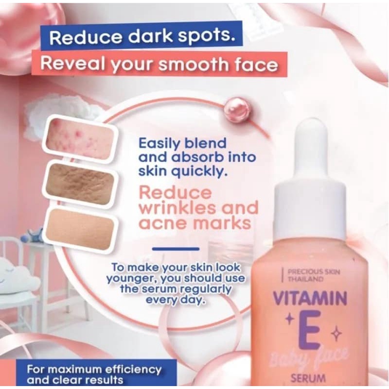01 Serum Dưỡng Da Vitamin E Baby Face Serum Precious Skin Thái Lan 30ml