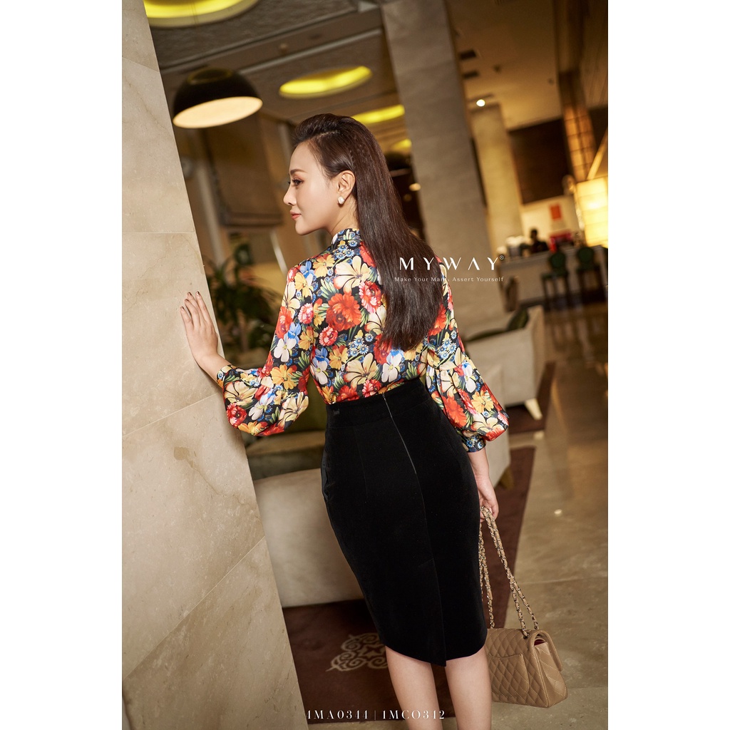 Chân Váy Bút Chì Nữ MY WAY Nhung Cạp Cao Sang Trọng 1MCO342