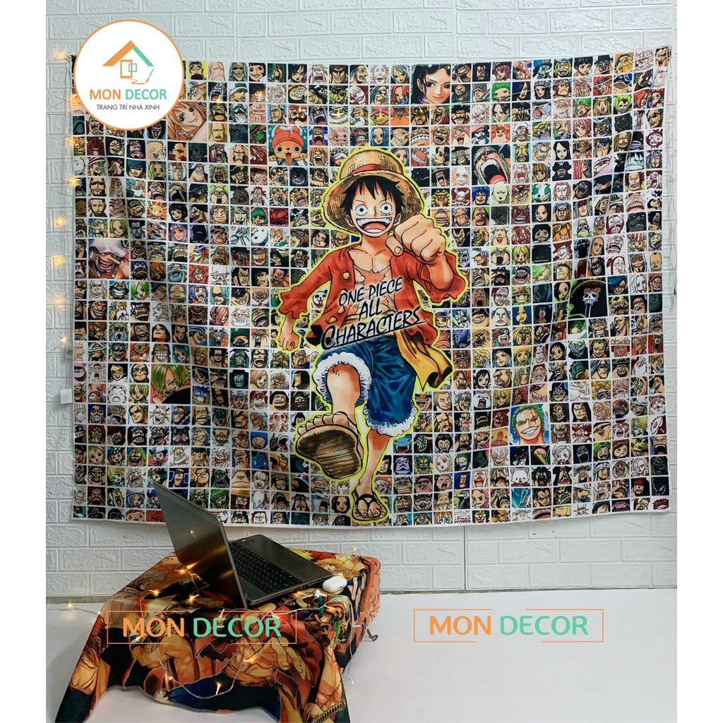 [90k size 1m3*1m5] Tranh vải treo tường anime one piece - Tranh vải decor Naruto [TẶNG móc dán tường, đinh]