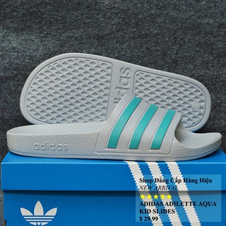 Dép trẻ em Adidas Adilette Aqua Kid màu xám sọc xanh ngọc