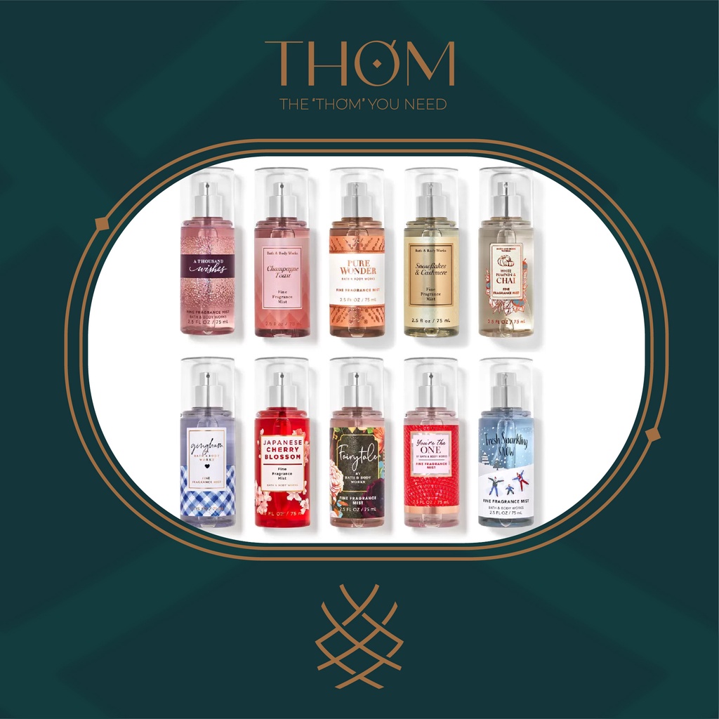 Travel Size | Xịt Thơm Nước Hoa Toàn Thân Bath &amp; Body Works Fine Fragrance Mist (88ml) 75ML