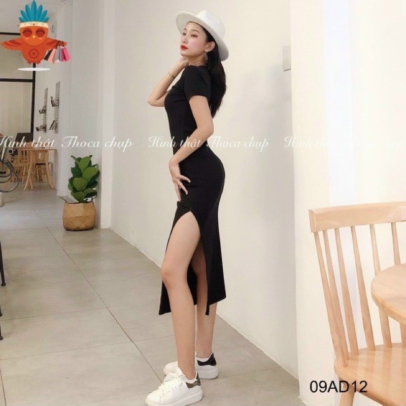 ĐẦM BODY XẺ TÀ TAY NGẮN