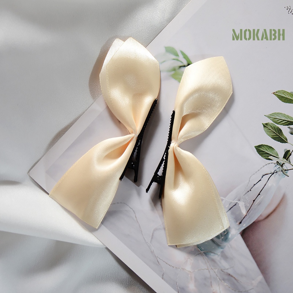 Kẹp Tóc Hình Nơ Co Giãn Màu Trơn Đơn Giản Dành Cho Nữ
