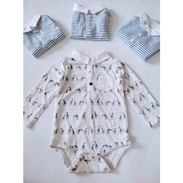 Body suit xuất Anh, dài tay có cổ cho bé trai bé gái, hàng VNXK