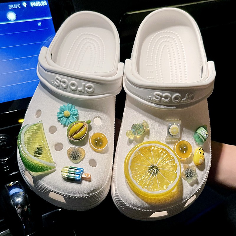 chanh mùa hè phụ kiện dép Crocs charm DIY khóa giày crocs jibbitz Nhựa trang sức Phụ kiện trang trí giày crocs nút trang trí giày trẻ em Dép Sandal Đồ trang sức Quà tặng sáng tạo món quà đặc biệt