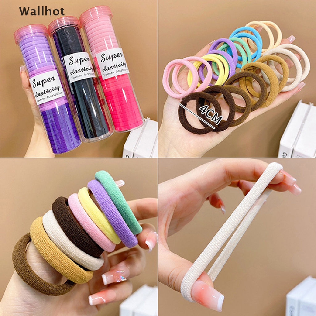 Bộ 30 Dây Buộc Tóc Cao Su Co Giãn Màu Trơn Dễ Thương Cho Bé Gái