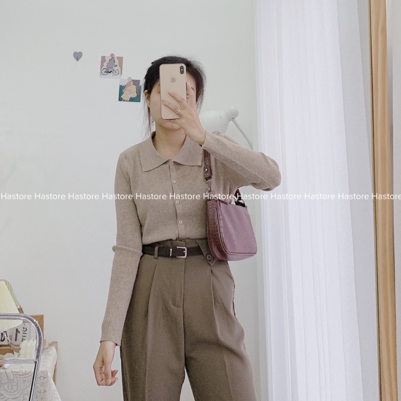 Áo len cài cúc cổ polo xuất Hàn