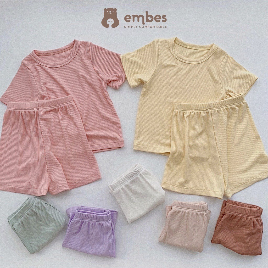 Bộ cộc tay bé trai và bé gái chất vải cotton thun mềm mặc mùa hè, 7 màu, size 7 kg tháng đến 17 kg