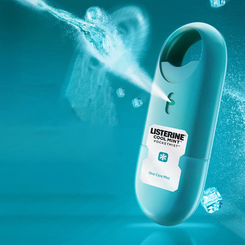 Xịt thơm miệng LISTERINE sịt thơm miệng Cool Mint Pocktmist chai sịt thơm miệng 7.7ml nước xịt thơm miệng Xanh Ngọc