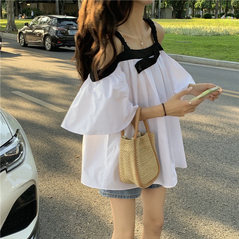 Áo Kiểu Trễ Vai Màu Trơn Phong Cách Hàn Quốc Thời Trang Mùa Hè Mới 2022