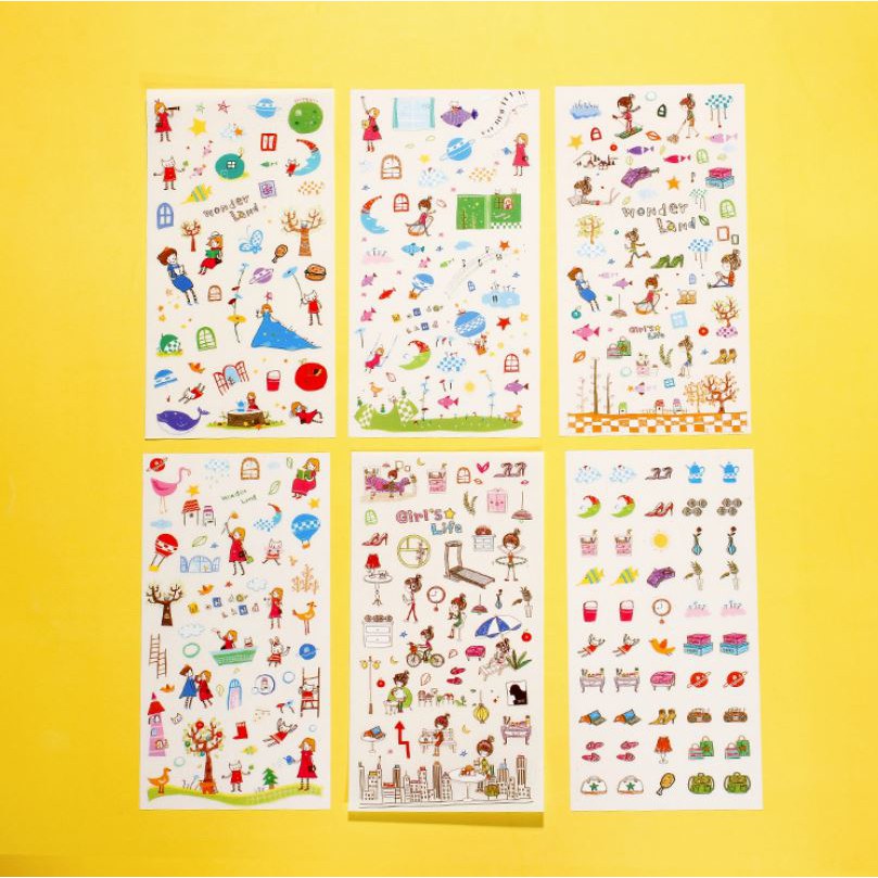 Bộ 06 Tấm Sticker Trang Trí Sổ Nhật Ký, điện thoại - Giao mẫu ngẫu nhiên - VPP Brendo