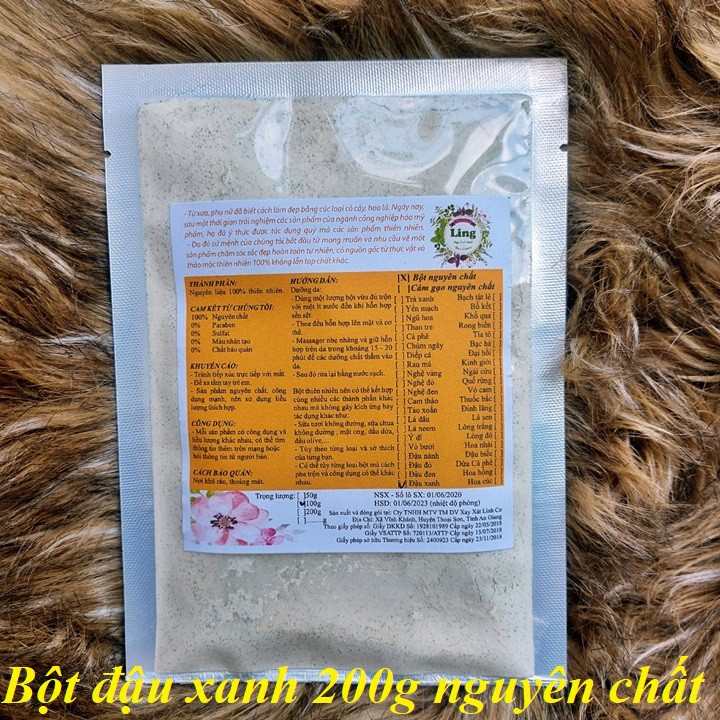 [Sỉ-Rẻ] Bột Đậu xanh 200g nguyên chất thiên nhiên 100% có giấy ĐKKD và VSATTP Ling [Lẻ-Sỉ]