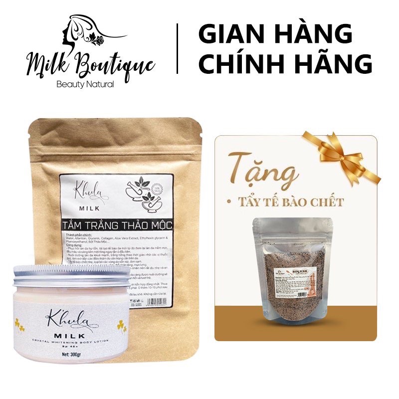 [COMBO SIÊU TRẮNG] Kem body trắng da Body Milk ko bết rít 300g &amp; Tắm trắng thảo mộc dòng tắm trắng body cao cấp