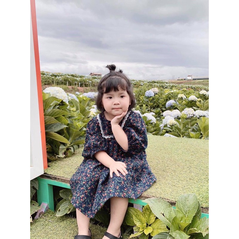 vải thô cào bông hoa dây nhỏ mềm ấm may váy,áo dài mẹ bé