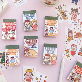Set 50 Miếng Dán STA Hình Cô Gái Dễ Thương Dùng Trang Trí Sổ Tay / Sổ Lưu Niệm