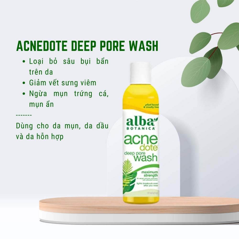 Sữa rửa mặt làm sạch sâu cho da mụn ALBA BOTANICA ACNEDOTE DEEP PORE WASH 177ml