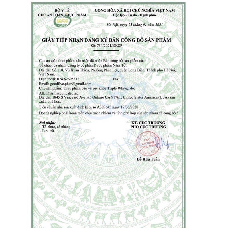 Viên uống trắng da Triple White | Thế Giới Skin Care