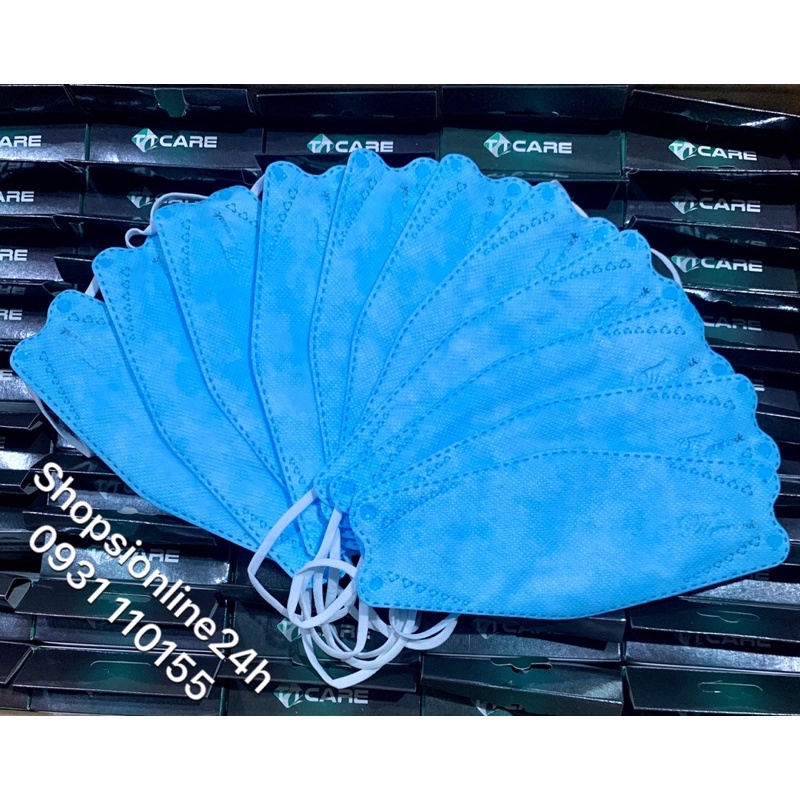 ✅  Khuẩn trang 4D , kf94 TTCare màu xanh y tế , xanh da trời