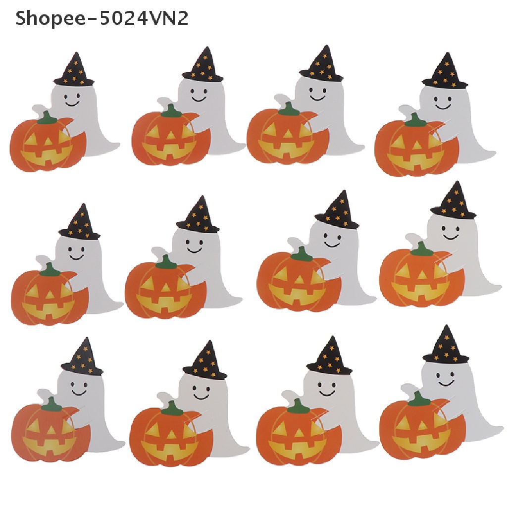 [Mới &amp; Halloween &amp; Halloween] Set 50 Tấm Thiệp Giấy Hình Ma Bí Ngô DIY Làm Quà Tặng Kẹo Mút