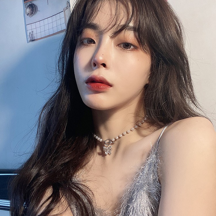 Vòng cổ Choker nữ khóa OT - mặt dây hình bướm đính đá cực dễ thương