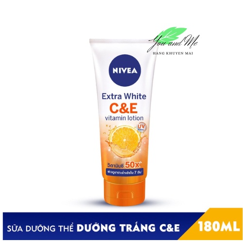 (70ml/ 180ml) Sữa dưỡng thể dưỡng trắng Nivea Extra White Vitamin Lotion