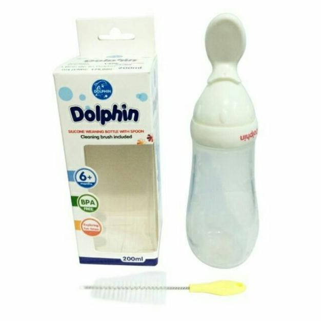 Bình tập ăn sillicon Dolphin 200ml