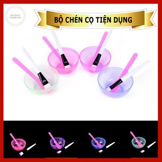 Bộ Dụng Cụ Trộn Mặt Nạ - Gồm Chén nhựa, Cọ quét (Không có muỗng - Giao màu ngẫu nhiên)