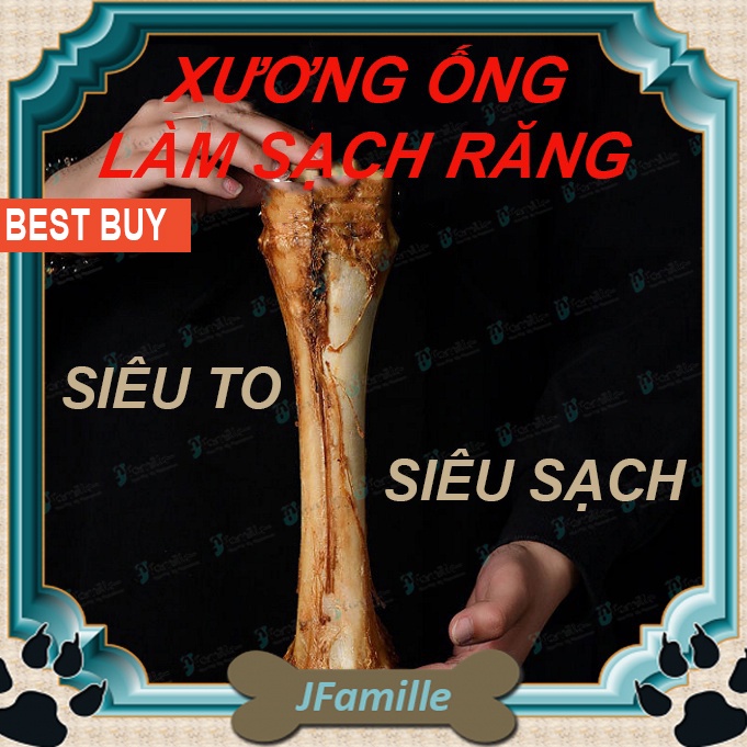 Xương Ống Gặm Sạch Răng JFamille, Siêu To, Loại Bỏ Mảng Bám, Chống Cắn Phá, Bổ Sung Canxi. JF160