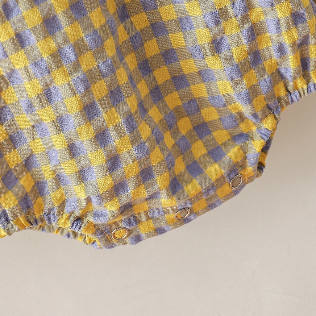 Bộ Áo Liền Quần Ca Rô Đáng Yêu Cho Bé