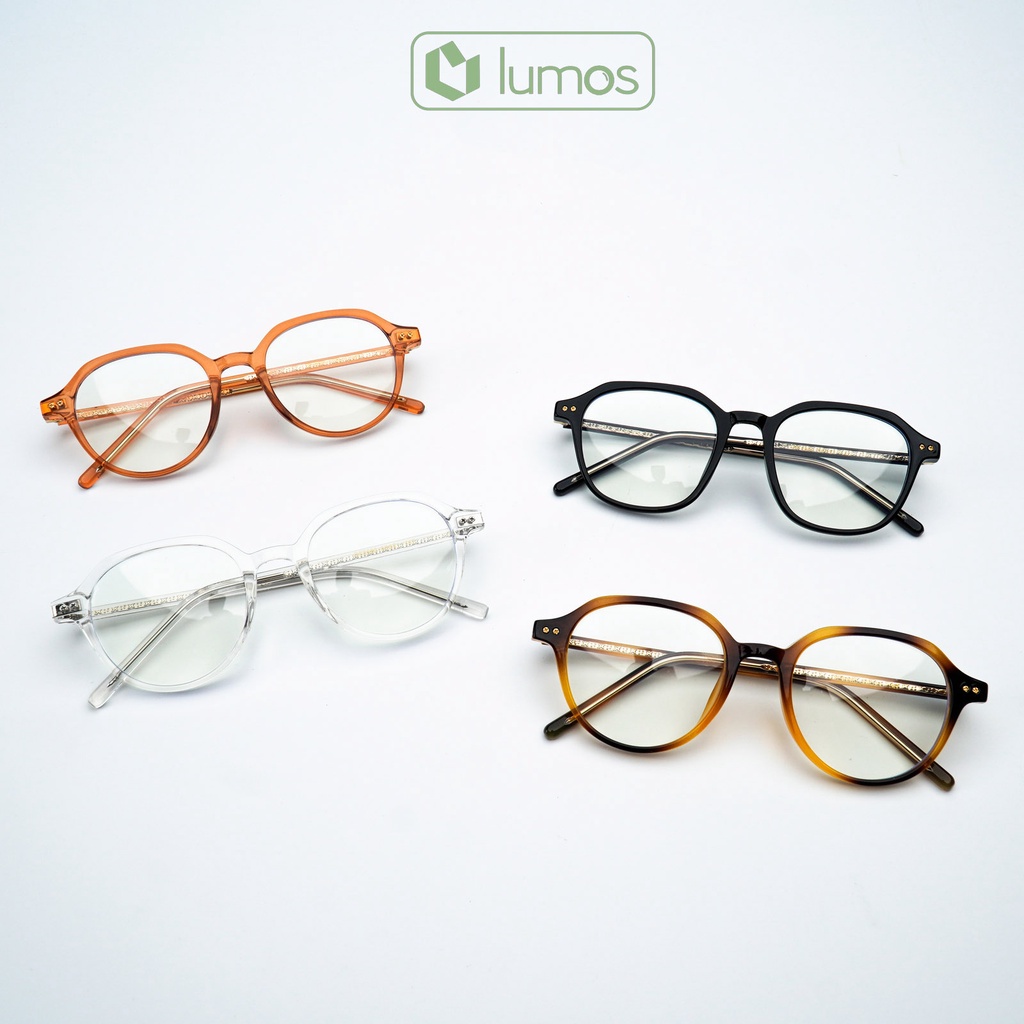 Gọng kính cận nam nữ đẹp tròn thời trang Hàn Quốc chống tia UV cao cấp Lumos 8990