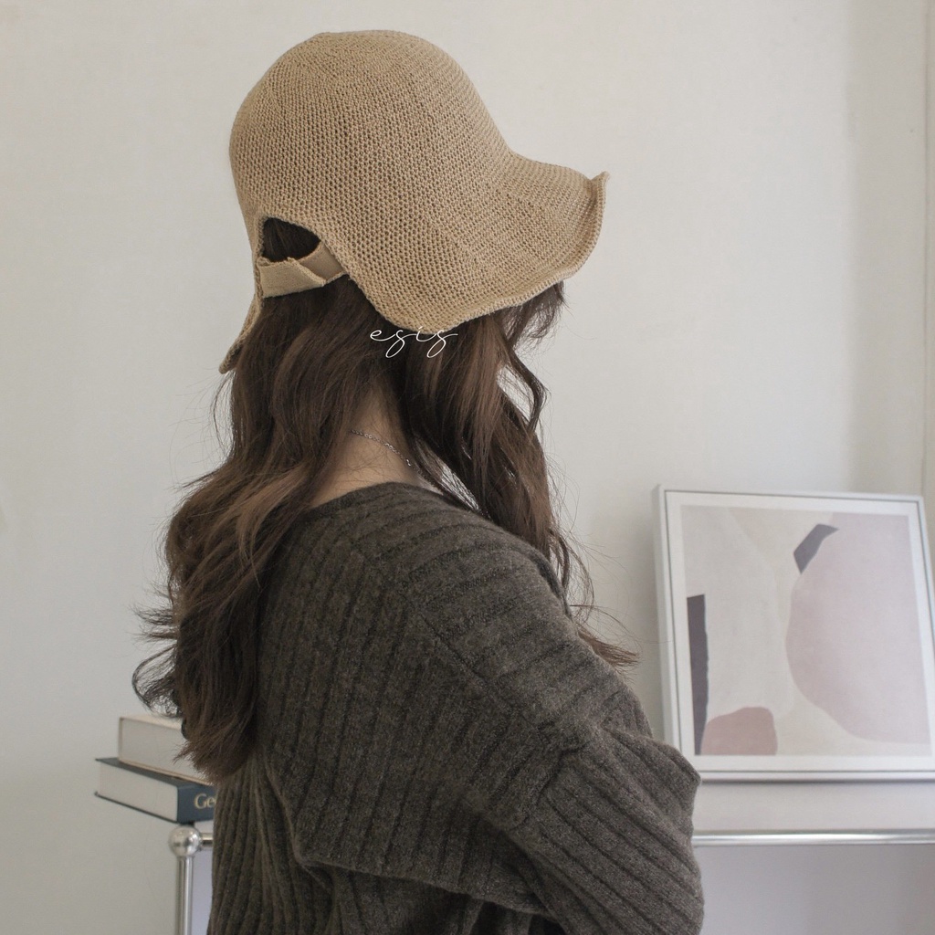 [ NON09 ] MŨ CÓI LƯNG DÁN CHỈNH SIZE NỮ CAO CẤP, NÓN CÓI VÀNH RỘNG ĐI BIỂN PHONG CÁCH HÀN QUỐC ESIS ACCESSORIES
