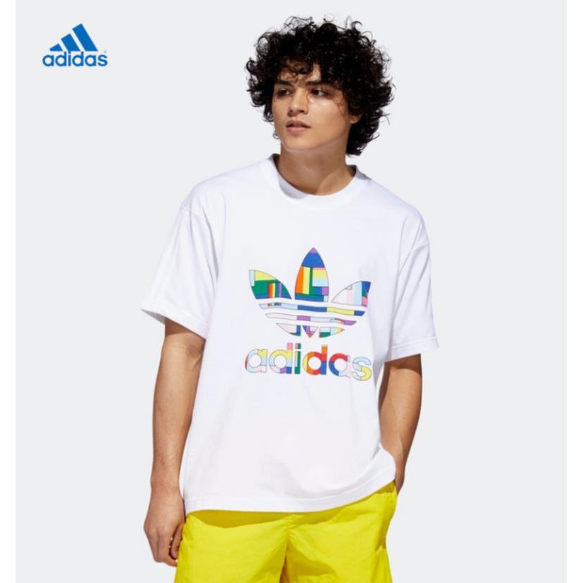 ADIDAS Áo Thun Nam Tay Ngắn Cổ Tròn Có In Hình Thời Trang Phong Cách Hong Kong Xịn