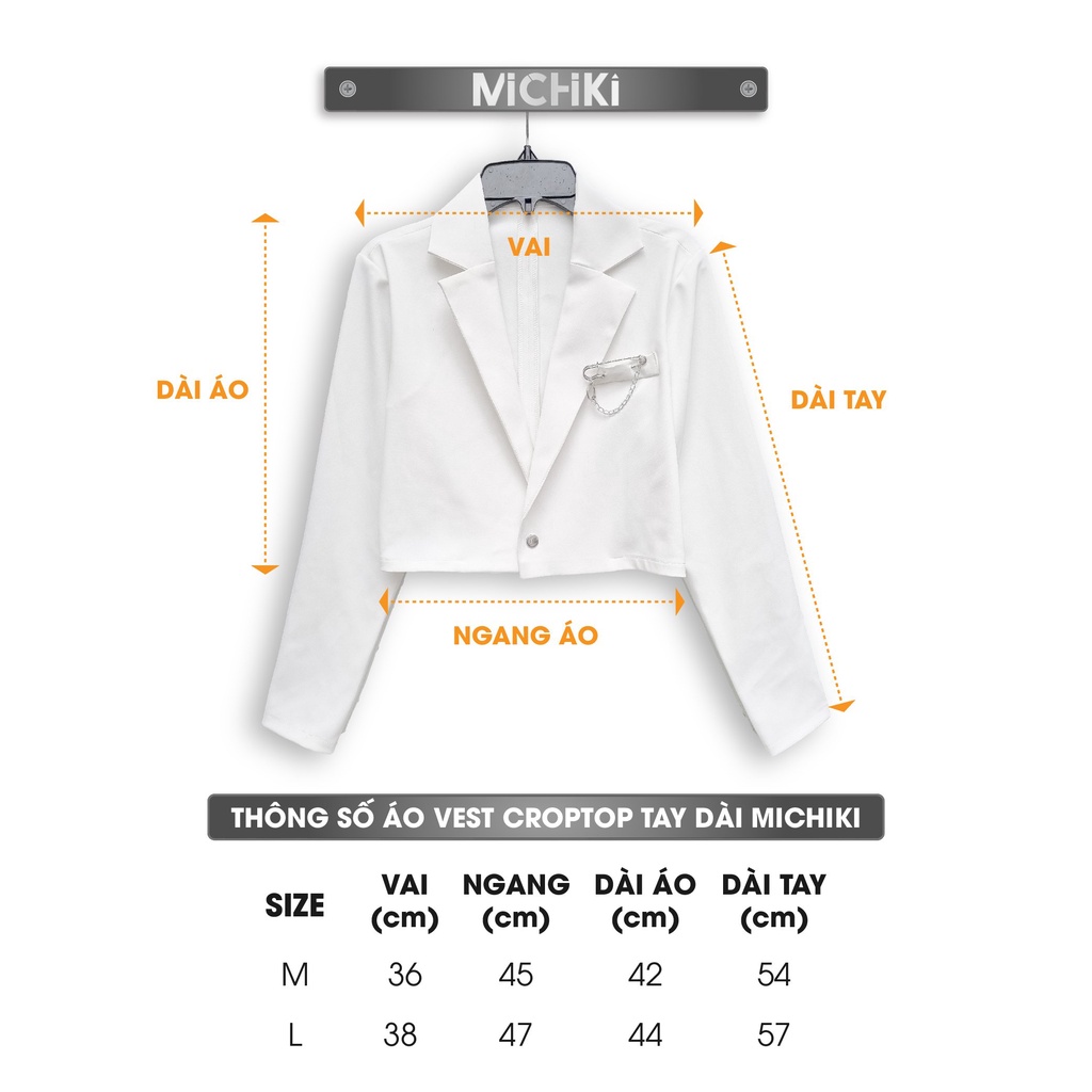 Áo khoác blazer ngắn phối dây xích Michiki phong cách Ulzzang - Hàng thiết kế cao cấp