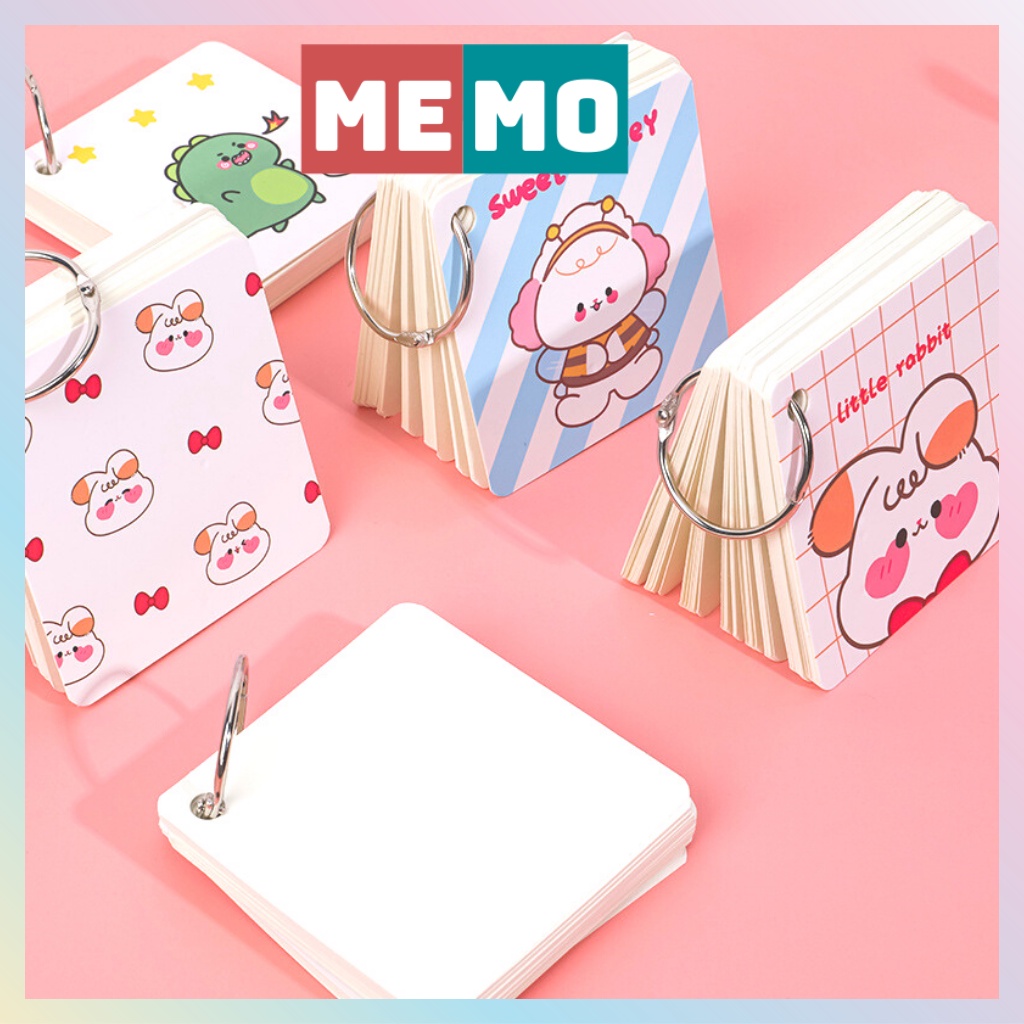 Flashcard , thẻ ghi nhớ học từ vựng học ngoại ngữ nhiều mẫu hoạt hình cute MEMO