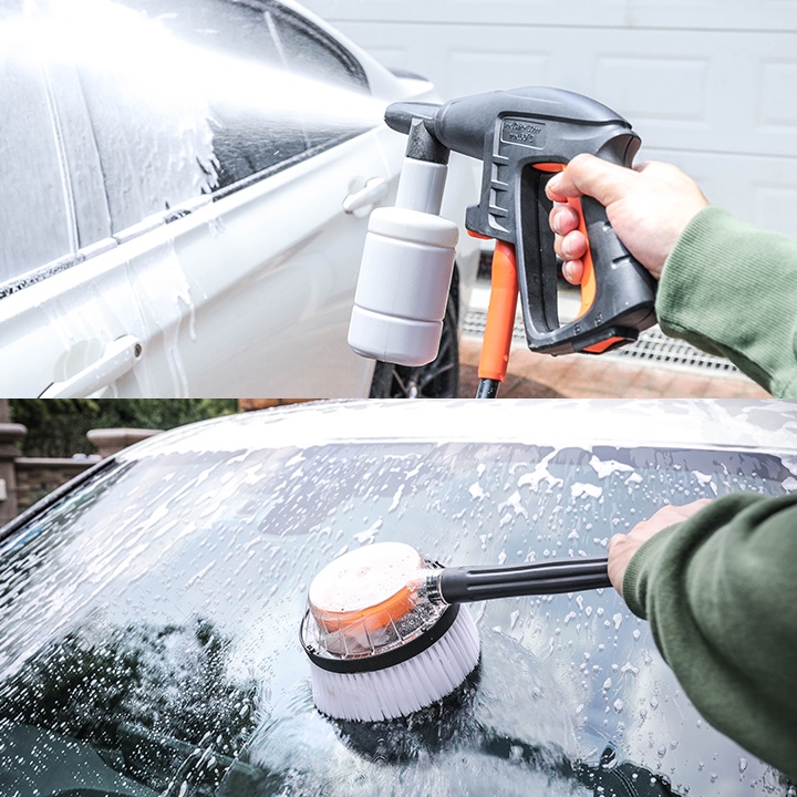Máy rửa xe mini cầm tay KORE1400 dùng cho gia đình, chống thấm chống giật, áp lực cao + Tặng bình bọt tuyết