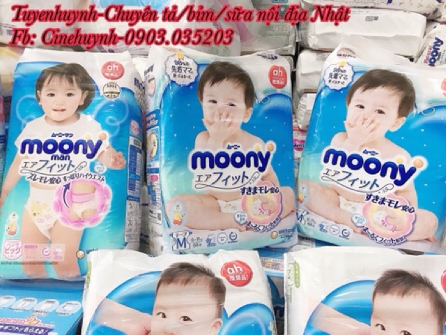 [HCM] [CỘNG MIẾNG] Tả/Bỉm Dán/Quần MOONY NỘI ĐỊA NHẬT full size NB96/S87/M68/L58/XL44