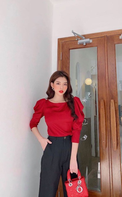 Áo croptop tay bồng siêu sang chảnh