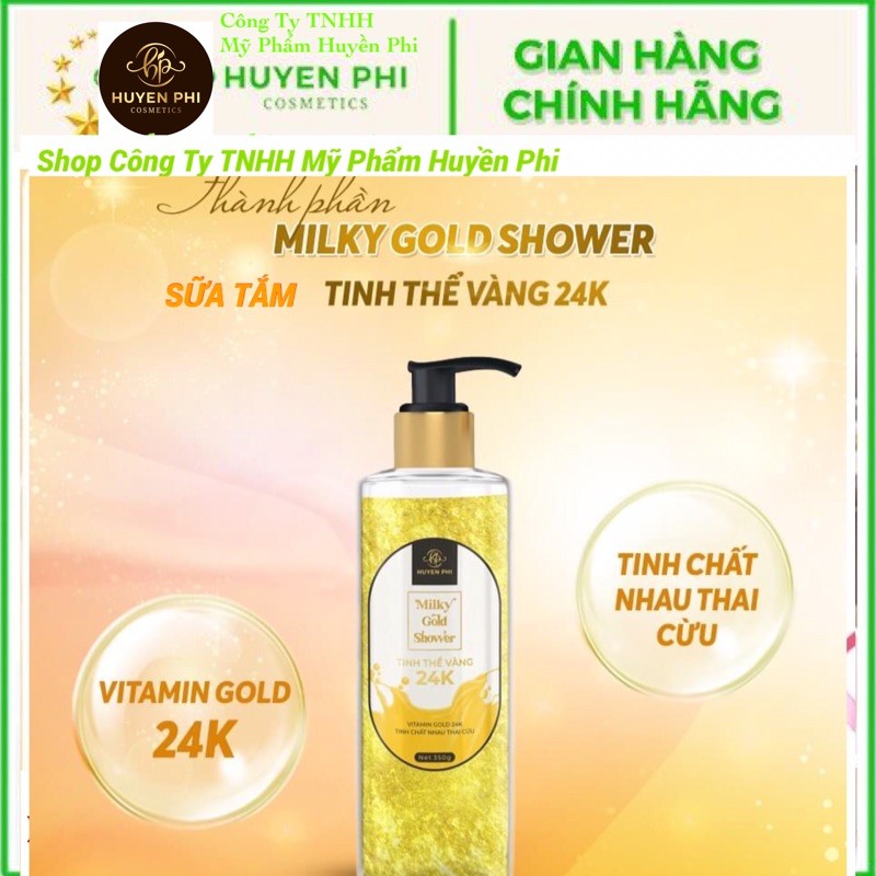 SỮA TẮM TINH THỂ VÀNG 24K, TINH CHẤT NHAU THAI CỪU ( HUYỀN PHI )