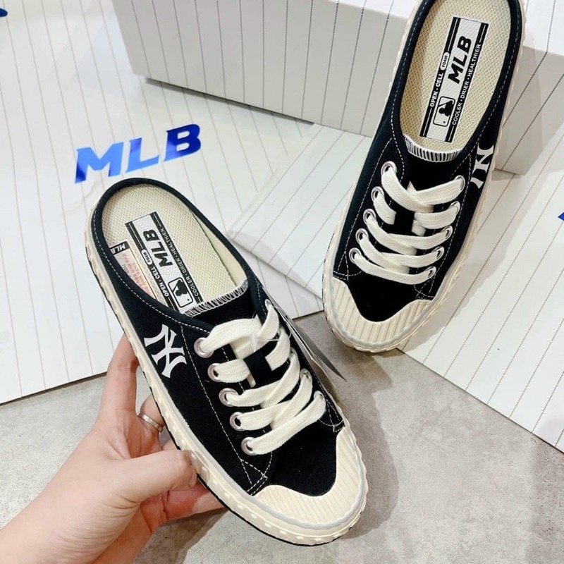 Giày đạp gót MLB đen basic bản mới