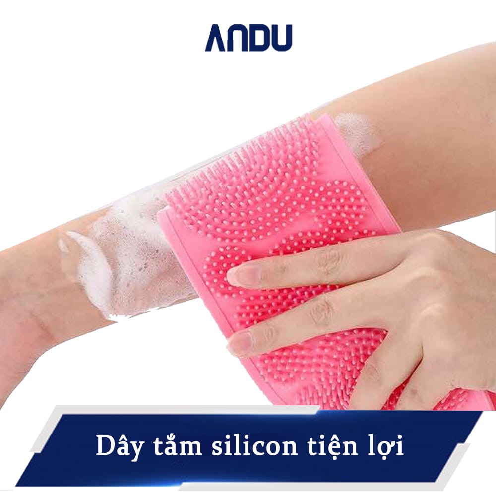 Cọ Lưng Dây 2 Mặt Silicol, Dây Chà Kỳ Cọ Masssage Gãi Ngứa Làm Sạch Da Chết Ở Lưng Đa Năng