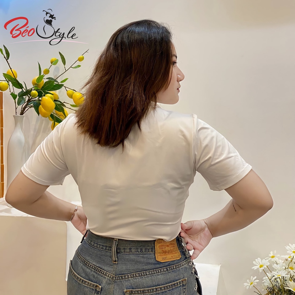 Áo thun croptop Bigsizize thiết kế siêu xinh kiểu Hàn Quốc AKBS028 Dành cho các nàng từ 55-95kg-Mặc đi chơi, dạo phố