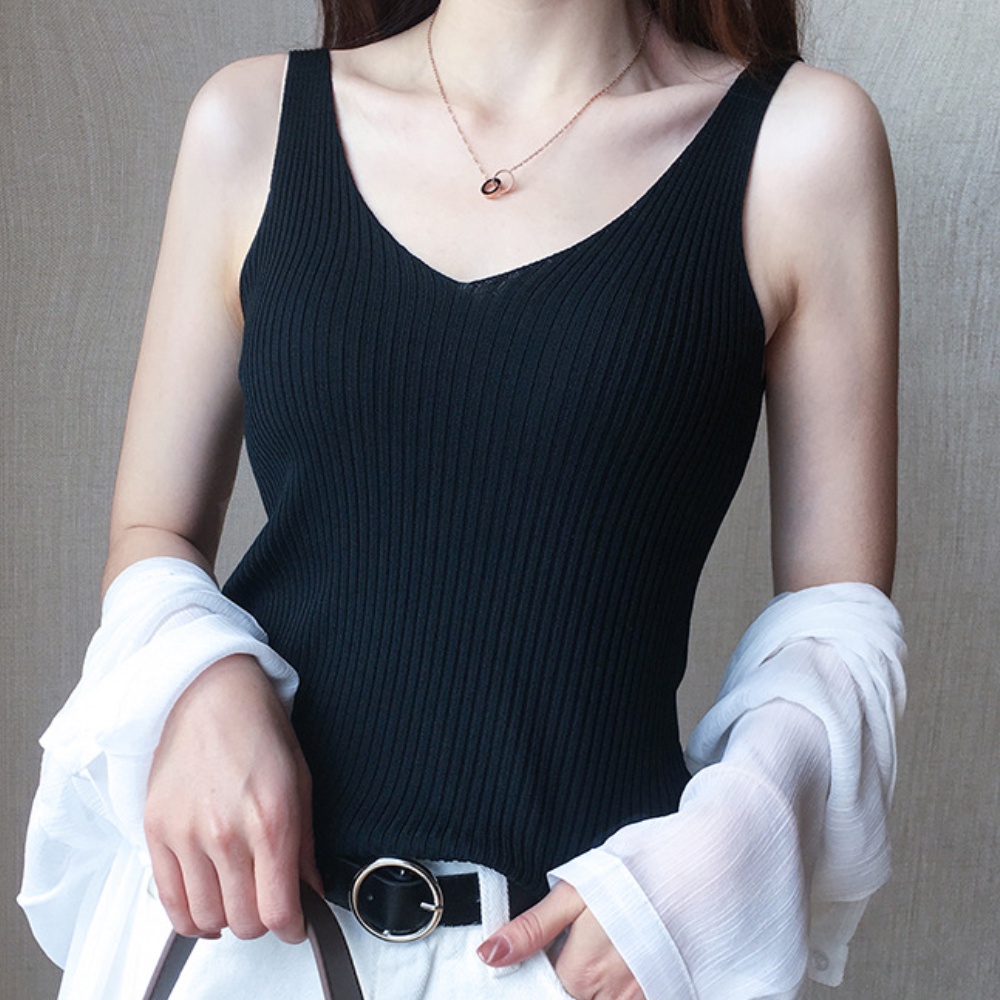 Áo tank top mỏng cổ chữ V kẻ sọc dọc thoáng khí phong cách Hàn Quốc thời trang mùa hè cho nữ