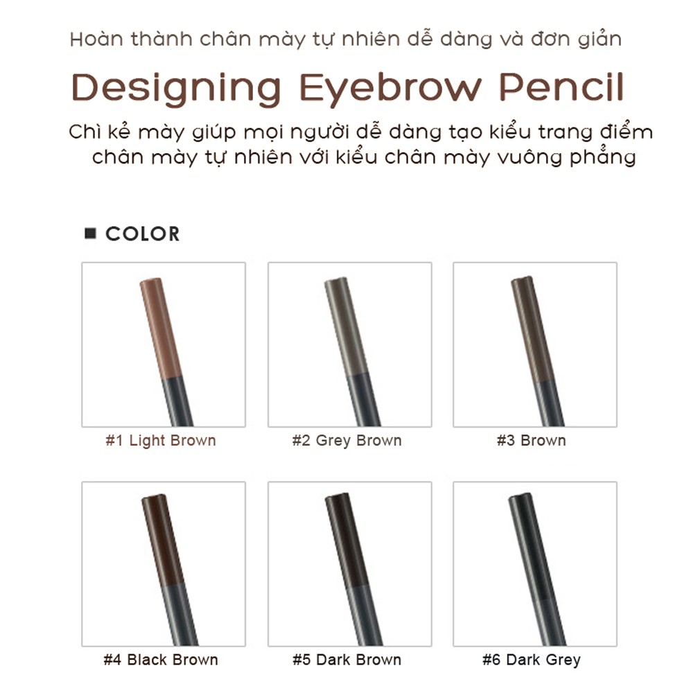 Chì Kẻ Mày 2 Đầu THE FACE SHOP Designing Eyebrow Pencil - mẫu mới