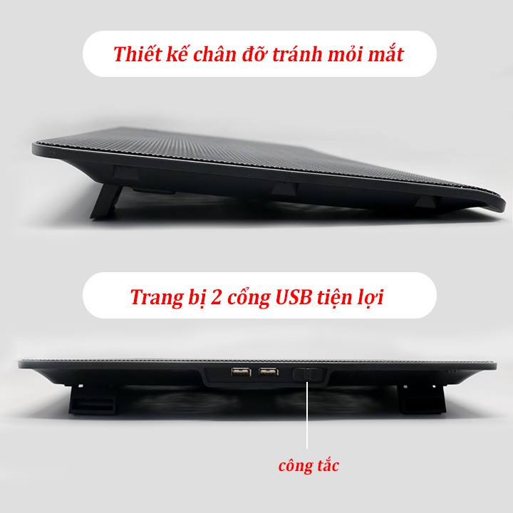 Đế Tản Nhiệt Siêu Cao Cấp V5 - 5 Quạt Giải Nhiệt Cực Nhanh Dùng cho Laptop 17 inch