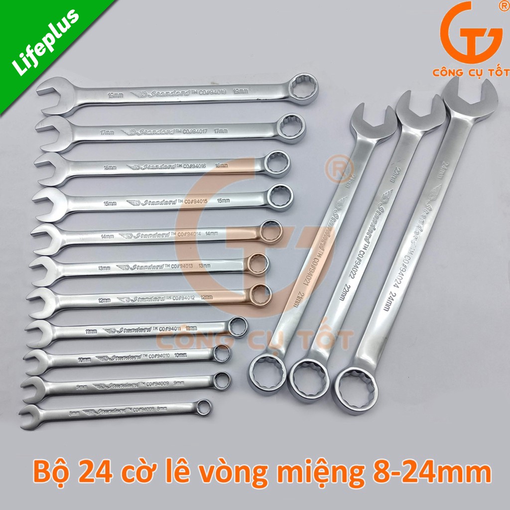 Bộ 14 cờ lê vòng miệng 8-24mm Standard Đài Loan